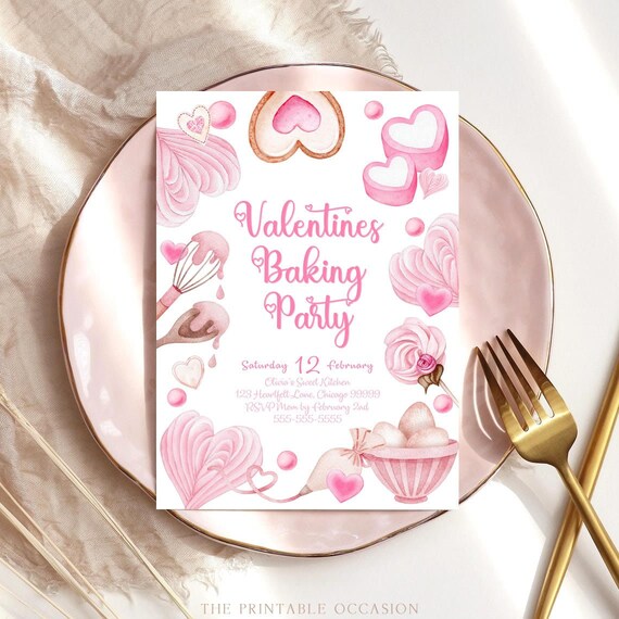 EDITABLE Valentine's Day Invitation Template, Valentines Cookie Decorating Baking Party Invite, Cookie Decorating Class, Instant Download VD Il_570xn