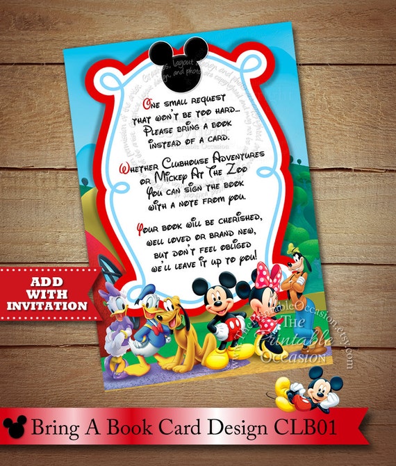 Please Bring a Book Instead Of A Card Mickey and Minnie Mouse Insert - Mickey Minnie Baby Shower Insert Il_570xn