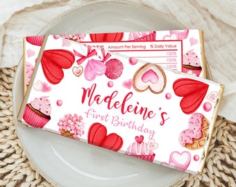 Valentine's Day Candy Bar Label Chocolate Wrapper Valentine Birthday Chocolate Bar Label Floral Party Favor School Printable Editable VD2