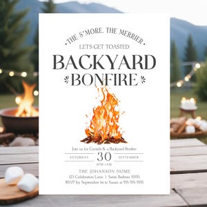 Editable Bonfire Party Invitation Template Bonfire Birthday Party Invitation BBQ Bonfire Party Invitation Outdoor Party Invitation Corjl BF1