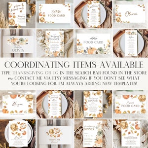 Fall Food Cards Template Thanksgiving Food Label Card Printable Fall ...
