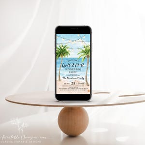 Beach Party Invitation Evite Editable Summer Birthday Invite Tropical Pool Party Corjl Template Digital Beach Birthday Printable BE1 image 4
