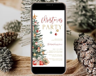 Editable Christmas Party Mobile Evite Christmas Party Evite Christmas Party Digital Invitation Holiday Party Invitation Holiday Invite T2C