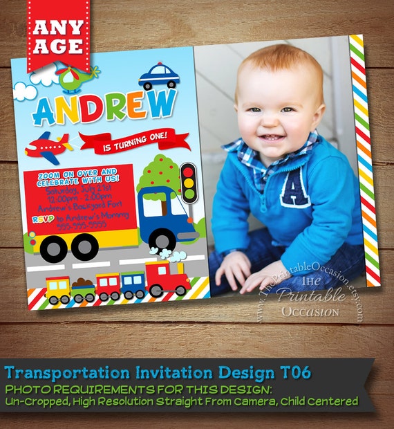 SALE!! Transportation Invitation, Transportation Birthday, Cars Trucks Planes Invitation, Transportation Party, Chalkboard Invitation, DIY Il_570xn