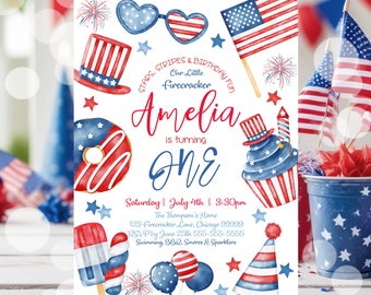 EDITABLE 4th of July Birthday Invitation Template Fourth of July 4th Birthday Invitation Invites 4th Of July Stars & Stripes Birthday P2 P1