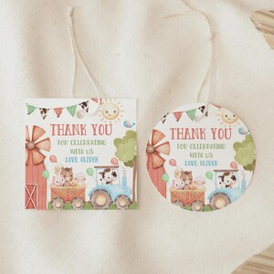 Farm Birthday Thank You Tags Editable Farm Favor Tags Barnyard Party ...