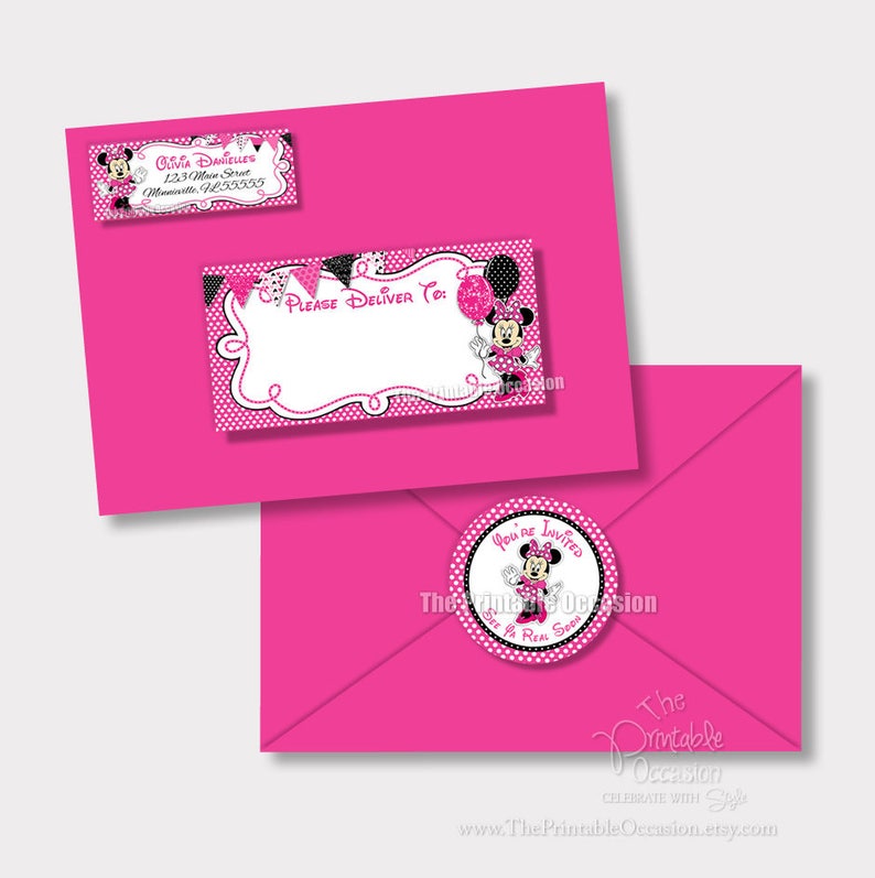 Minnie Mouse Address Labels and Envelope Seal Pink Minnie | Etsy