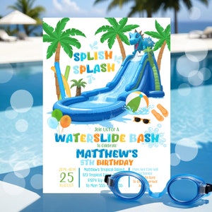 Water Slide Birthday Invitation: Splish Splash Party - View #9