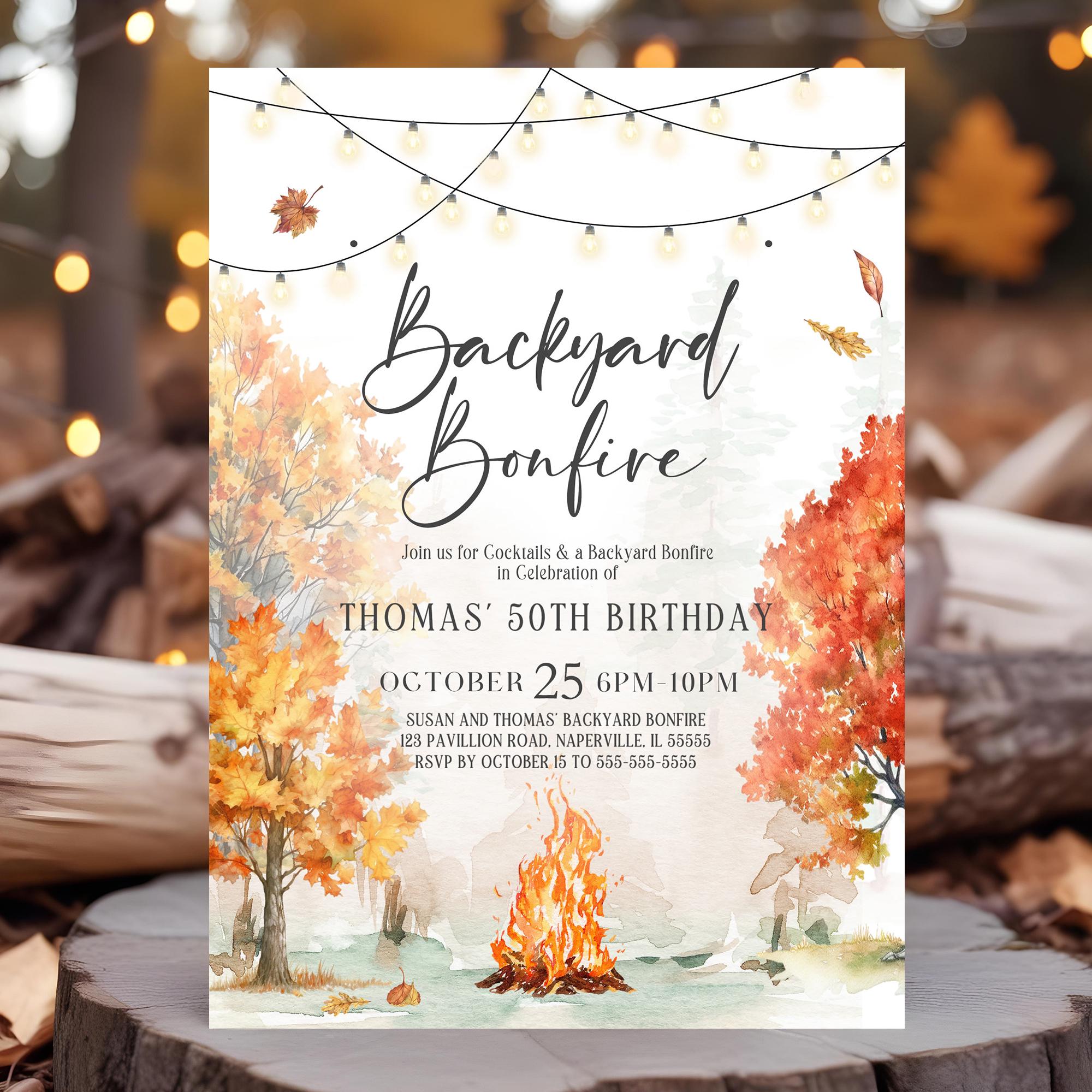 Bonfire Birthday Invitation Bonfire Birthday Party Invite Bonfire ...