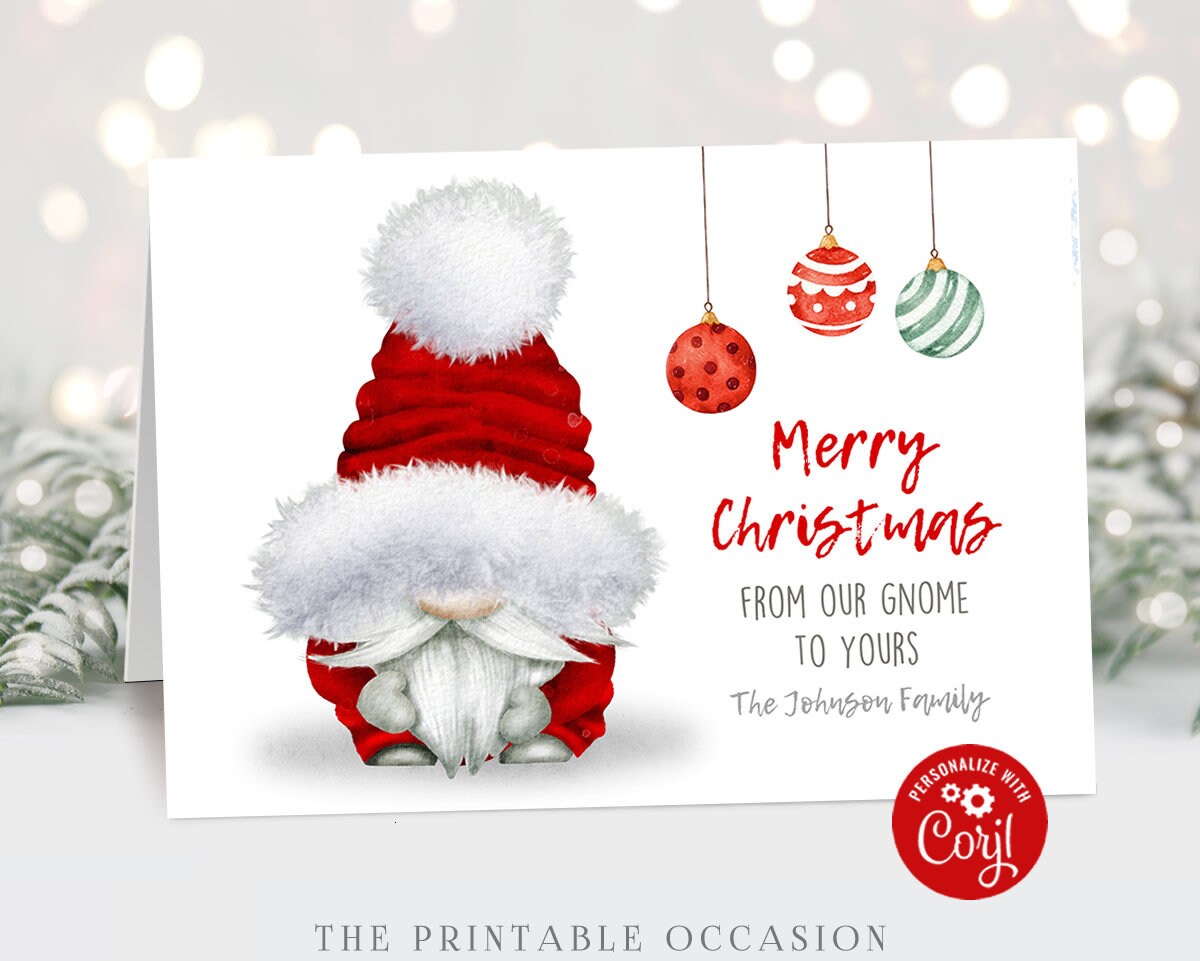 Printable Gnome Christmas Cards Printable Gnome Christmas Cards