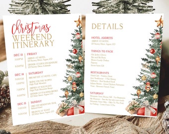 Christmas Itinerary Template, Printable Holiday Itinerary Schedule, Christmas Weekend Itinerary Timeline, Editable Winter Itinerary T2C