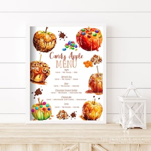 Editable Caramel Apple Bar Menu Sign Candy Apple Bar Sign Caramel Apple ...