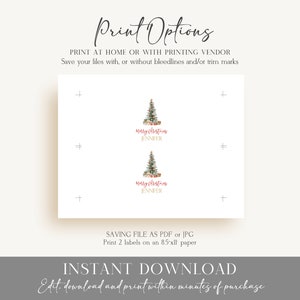 Christmas Place Card Template, Holiday Name Card Printable, Merry Christmas Napkin Wrap, Editable Name Tag, Custom Christmas Name Card T2C image 2