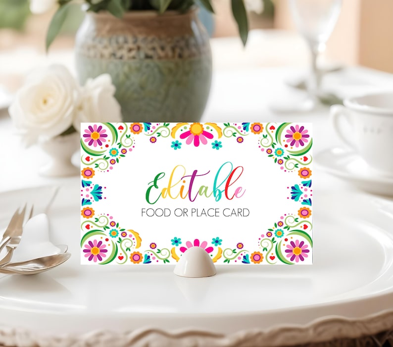 Fiesta Food Tent Template Mexico Themed Wedding Place Card Printable Template Editable Printable Food Tent Template Instant Download FE1