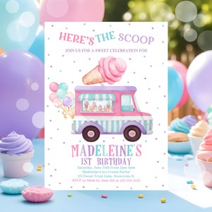 Editable Ice Cream Truck Birthday Invitation Ice Cream Birthday Invitation Ice Cream Party Ice Cream Truck Party Instant Download C3C