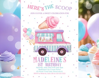 Editable Ice Cream Truck Birthday Invitation Ice Cream Birthday Invitation Ice Cream Party Ice Cream Truck Party Instant Download C3C