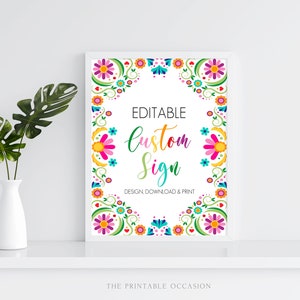 Editable Custom Sign Fiesta Party Sign Fiesta Décor Mexico Table Sign ...
