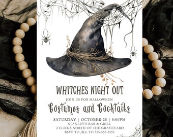 Editable Halloween Invitation, Drink Up Witches Halloween Invite, Printable Invitation, Adult Halloween Party, Editable Template W3