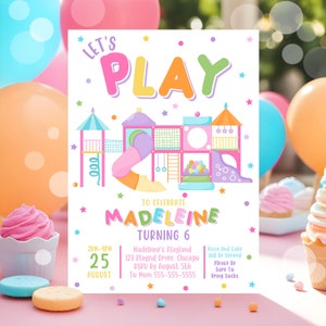 Jump Invitation Editable Jump Birthday Invite Trampoline Party Bounce House Jump Party Let's Jump Girl Editable Printable Download PL3