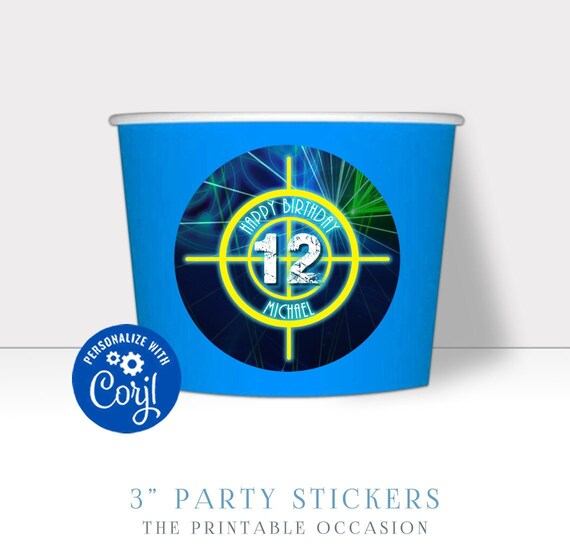 EDITABLE 3" Laser Tag Stickers, 3" Laser Tag Labels, Laser Tag Template
