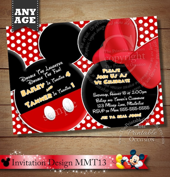 Mickey And Minnie Mouse Diy Invitations 8