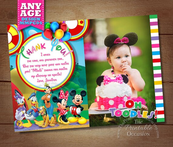 Minnie Mouse Clubhouse Thank You Card, Clubhouse Thank You Card, Mickey and Friends Thank You Card, Printable Thank You, Clubhouse Minnie Il_570xn