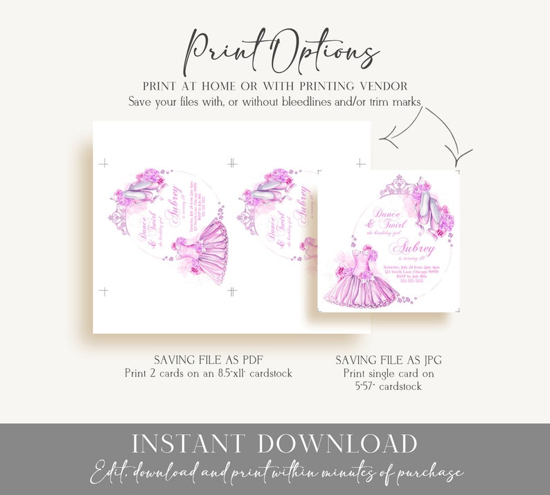 EDITABLE Ballerina Invitation Template Tutu and Ballerina Etsy