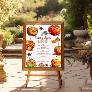 Editable Caramel Apple Bar Menu Sign Candy Apple Bar Sign Caramel Apple Menu Sign Candy Apple Station Birthday Party Baby Shower Bonfire