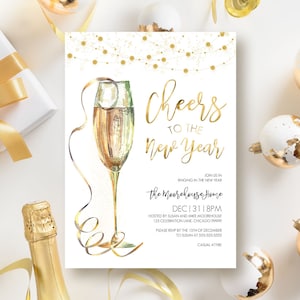 EDITABLE New Years Party Invitation, Cheers To The New Year, Printable 2024 New Years Eve Party Invitation Template Instant Download NY2