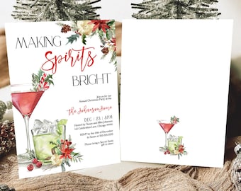 Holiday Christmas Cocktails Party Invitation Christmas Cocktails Invitation Christmas Dinner Invite Instant Download Printable Christmas CH2