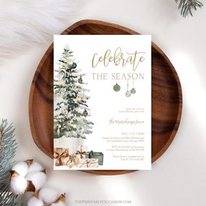 Celebrate the Season Holiday Party Invitation Christmas Tree Invitation Template Christmas Dinner Invite Instant Download Printable T2D image 3