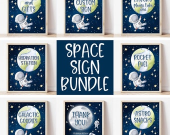 Editable Outer Space Party Signs, Outer Space Birthday Signs, Editable Space Signs, Astronaut Signs, Space Party Sign Bundle Printable SP1
