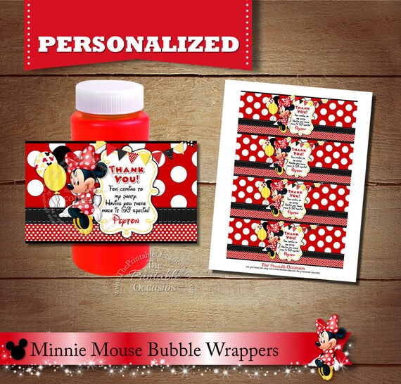 Bubble Wrappers, Minnie Mouse Bubble Wraps, Goodie Bag Stuffer, Treat Bag Stuffer, Personalized Minnie Mouse Wrapper, DIY, Printable Il_570xn