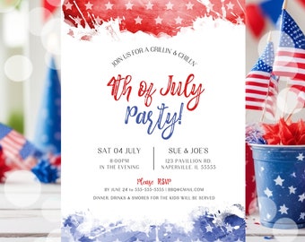 EDITABLE 4th of July Invitation Template Printable Fourth of July Celebration Invitation BBQ Fireworks Neighborhood Block Party P3 P1