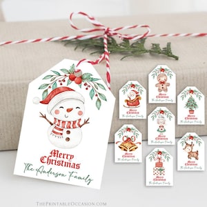 Christmas Gift Tags Bundle Editable Kids Christmas Gift Tag Templates Watercolor Festive Christmas Gift Tag Printable Christmas Gift Tags CW