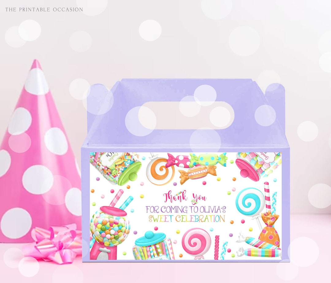 Editable Sweet Shoppe Gable Box Label Template Birthday Party Gable Box ...