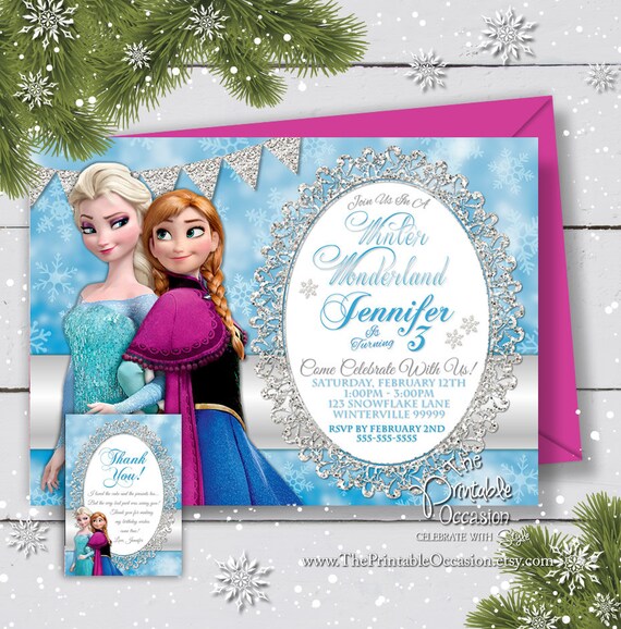 SAME DAY SVC Frozen Birthday Invitation, Frozen Birthday Party, Frozen Invitation, Frozen Birthday Invitation, Digital, Photo Invitation Il_570xn