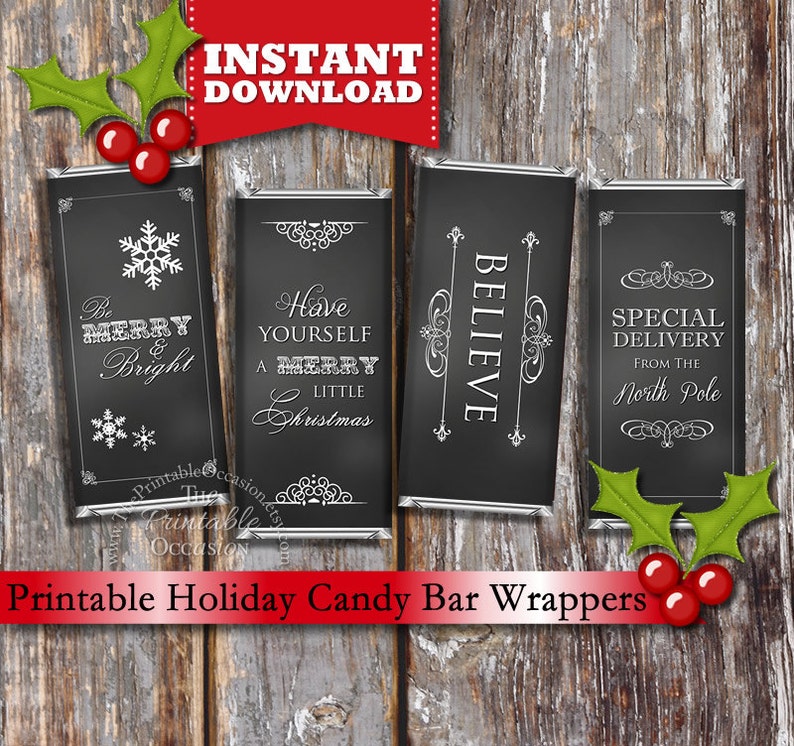 INSTANT DOWNLOAD Chalkboard Holiday Printable Candy Bar | Etsy