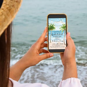 Beach Party Invitation Evite Editable Summer Birthday Invite Tropical Pool Party Corjl Template Digital Beach Birthday Printable BE1 image 3
