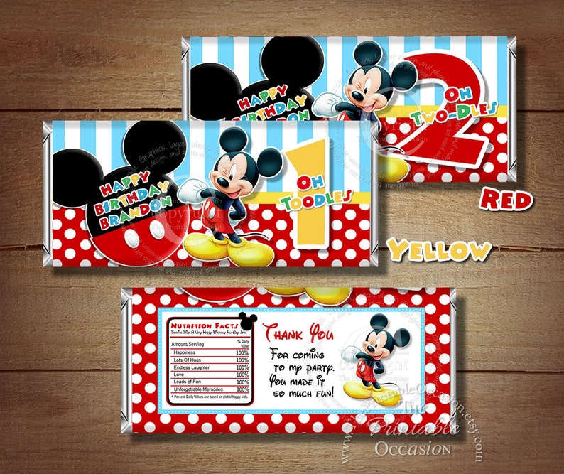 any age printable mickey mouse birthday candy bar wrapper
