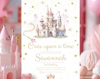 Princess 1st Birthday Invitation Girl Princess Castle Birthday Invite Editable Invitation Girl 3rd Birthday Princes Birthday Party Canva PR1