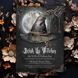 Editable Halloween Invitation, Drink Up Witches Halloween Invite, Printable Invitation, Adult Halloween Party, Editable Template W3