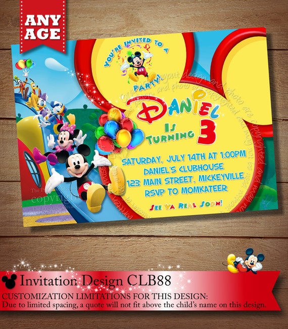 SAME DAY SVC Mickey Mouse Clubhouse Invitations, Mickey Mouse Birthday Invitation, ClubHouse Birthday Party, Printable Invitation Il_570xn