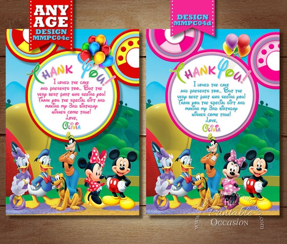 Minnie Mouse Clubhouse Thank You Card, Clubhouse Thank You Card, Mickey and Friends Thank You Card, Printable Thank You, Clubhouse Minnie Il_570xn