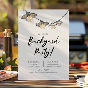 Backyard Party Invitation Template BBQ Party Invitation Bonfire Invite Birthday Party Baby Shower Party Couples Party Summer Bonfire Corjl