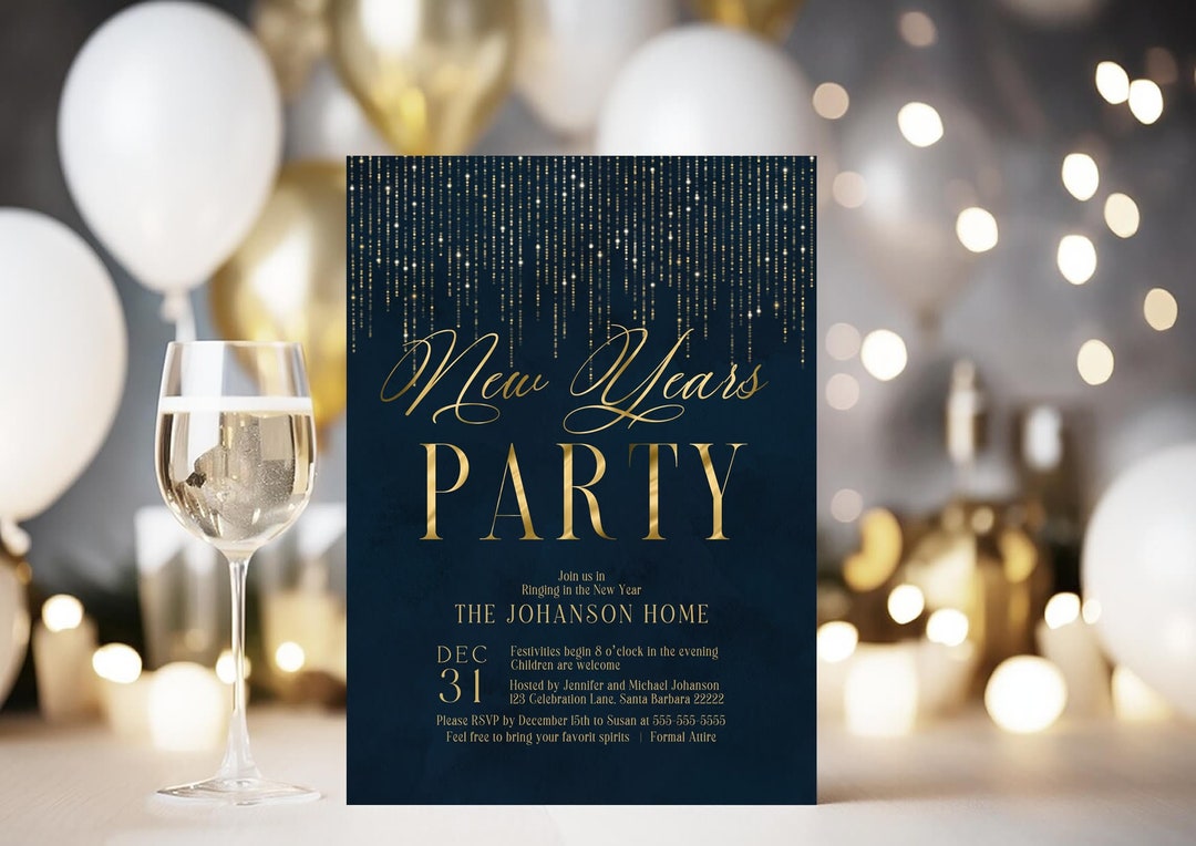 EDITABLE New Year's Eve Party Invitation Template, Minimalist New Years ...