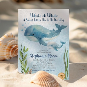 Whale Baby Shower Invitation Template Under The Sea Baby Shower Invite Whale Baby Shower Invite Mama Baby Whale Instant Download Canva W1