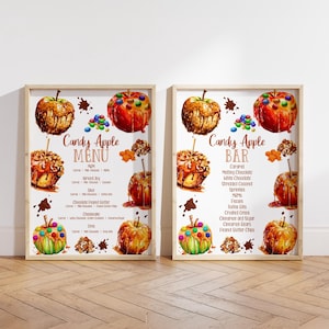 Editable Caramel Apple Bar Menu Sign Candy Apple Bar Sign Caramel Apple Menu Sign Candy Apple Station Birthday Party Baby Shower Bonfire CA1 image 3