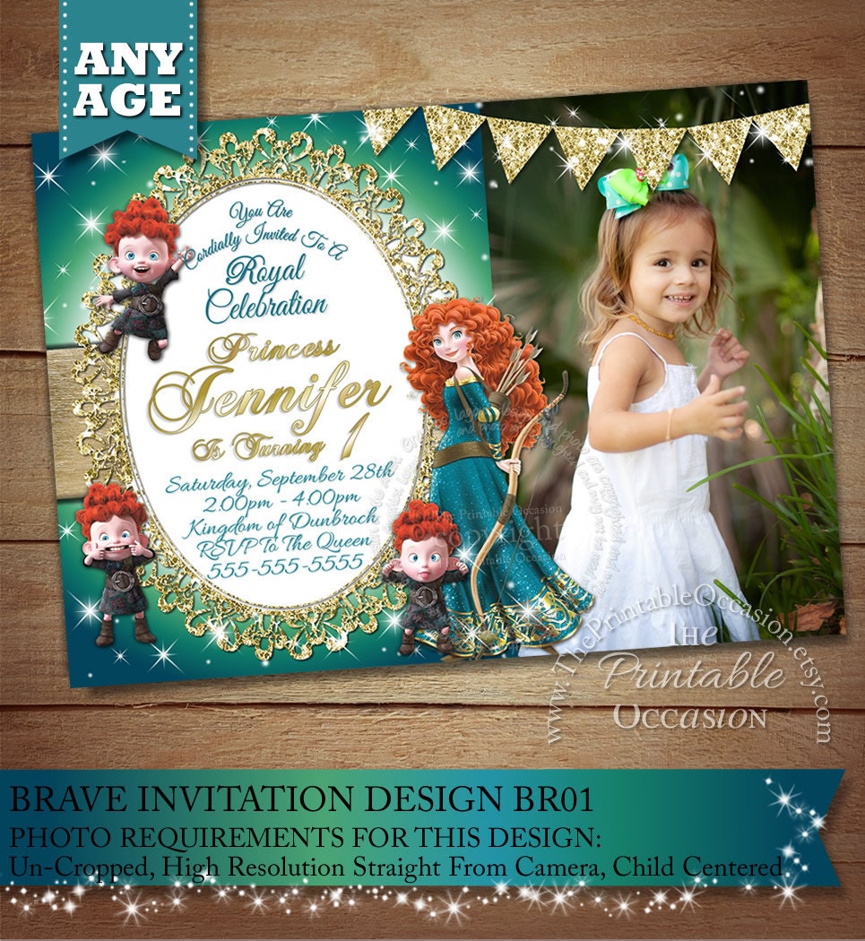 Brave Invitation Princess Merida Invitation Brave Birthday | Etsy