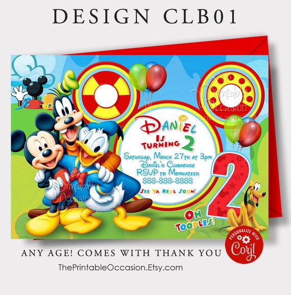 EDITABLE Mickey Mouse Invitation, Instant Download, Mickey Mouse Birthday Invitation, Mickey Mouse Clubhouse, Clubhouse Invitations, Corjl Il_570xn